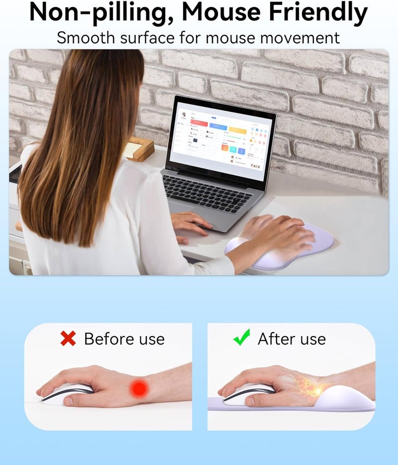 eulps Mouse Pad with Gel Wrist Rest, Ergonomic Comfortable Computer Wrist Support for Laptop, Pain Relief Mousepad with Non-Slip PU Base for Office & Home (Purple) - Image 3